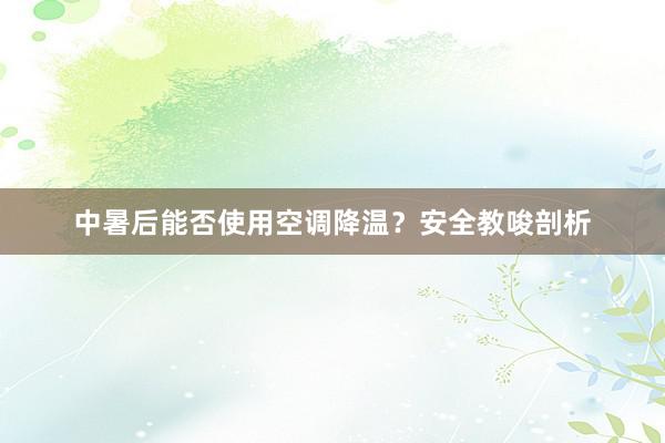 中暑后能否使用空调降温？安全教唆剖析